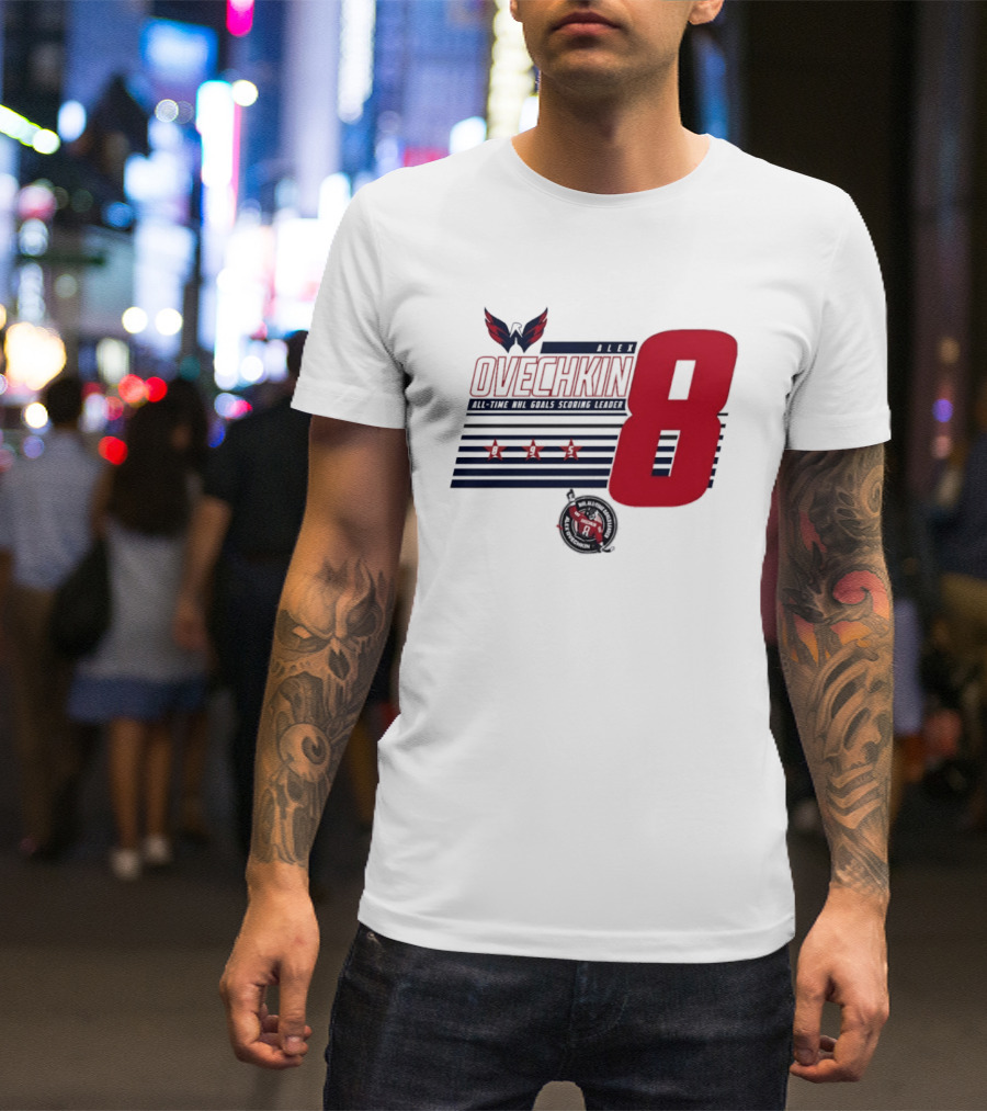 Alex Ovechkin 8 NHL All Time Goals Leader Washington Capitals Stars And Stripes T-Shirt