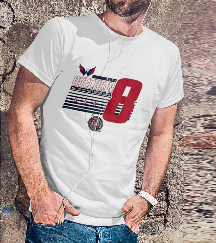 Alex Ovechkin 8 NHL All Time Goals Leader Washington Capitals Stars And Stripes T-Shirt