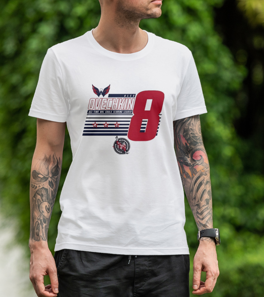 Alex Ovechkin 8 NHL All Time Goals Leader Washington Capitals Stars And Stripes T-Shirt