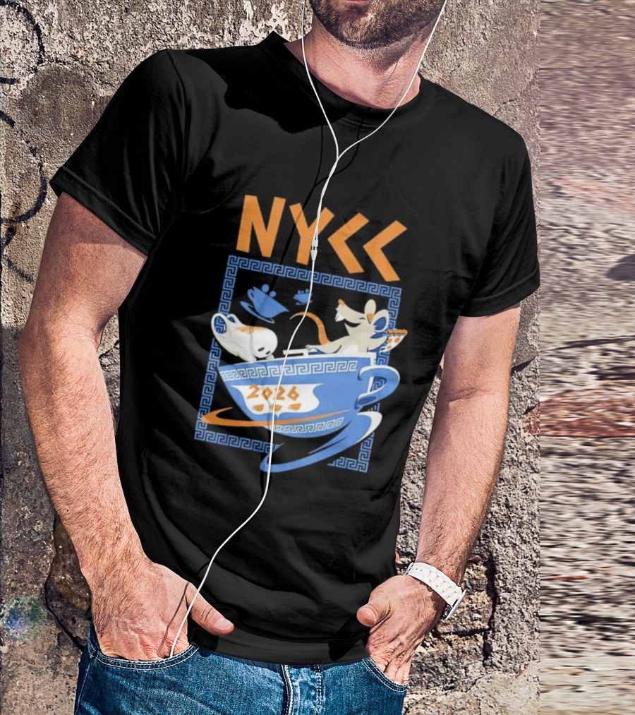 NYCC 2026 Pizza Rat Cup Greek Pattern Tea Event T-Shirt