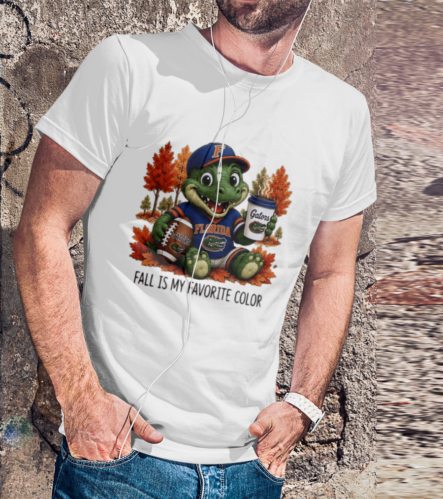 Florida Gators Fall Is My Favorite Color Gators Football Mascot Coffee Football Autumn Leaves T-Shirt