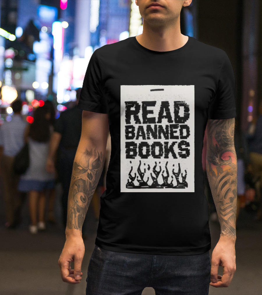 Read Banned Books Advocacy With Rising Flames T-Shirt