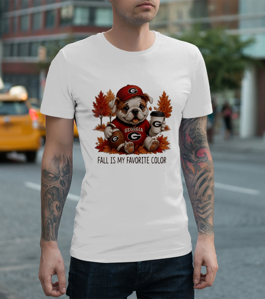 Georgia Bulldogs Fall Is My Favorite Color Football Bulldog Autumn T-Shirt