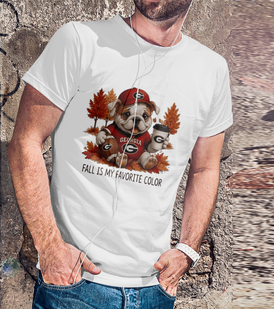 Georgia Bulldogs Fall Is My Favorite Color Football Bulldog Autumn T-Shirt
