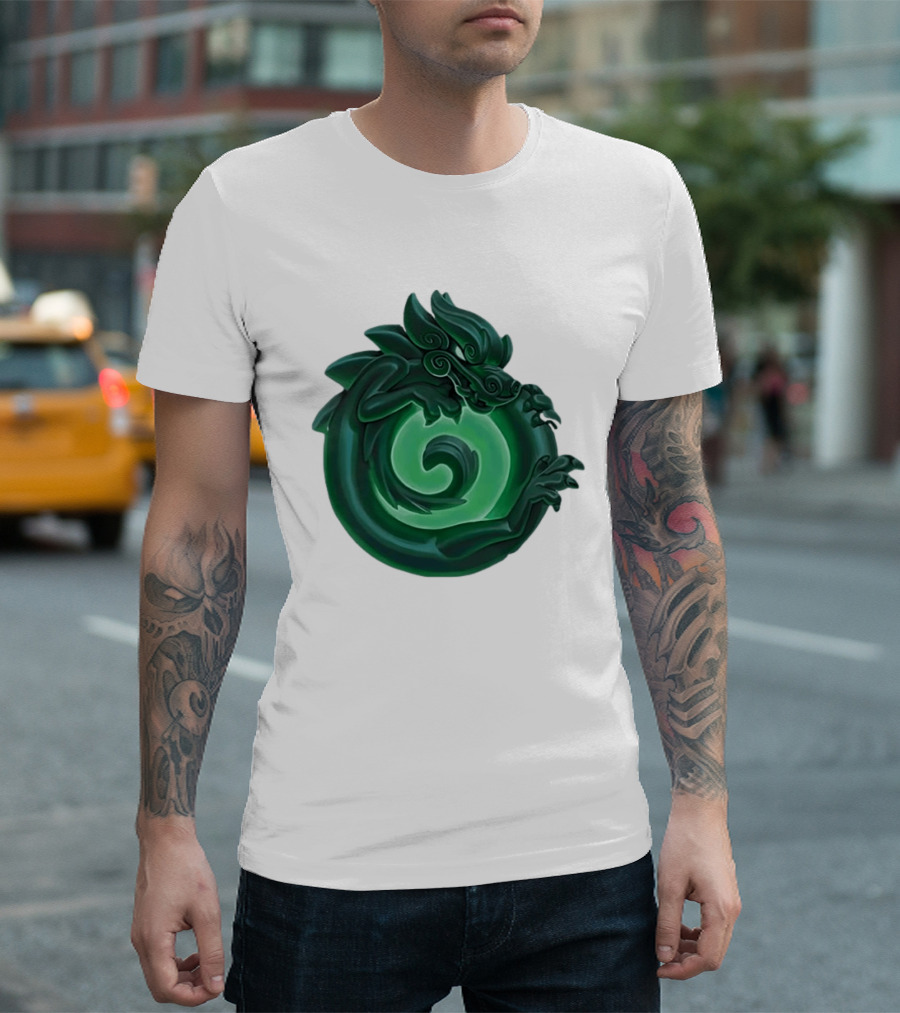 Green Jade Dragon Ouroboros Mythology Symbolic T-Shirt