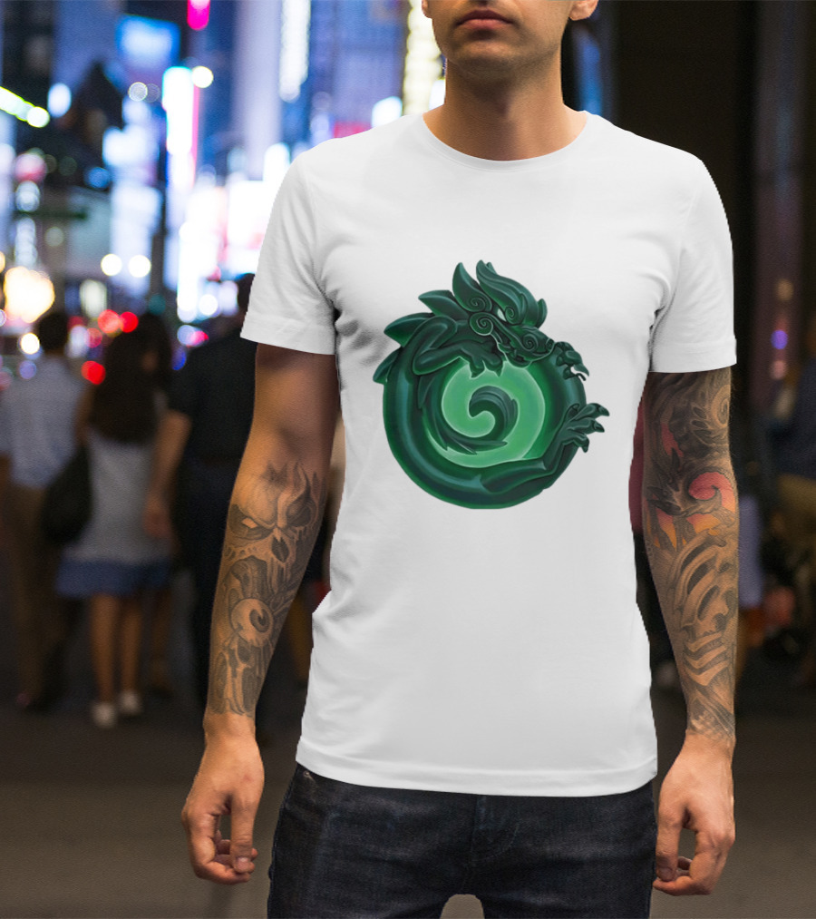 Green Jade Dragon Ouroboros Mythology Symbolic T-Shirt