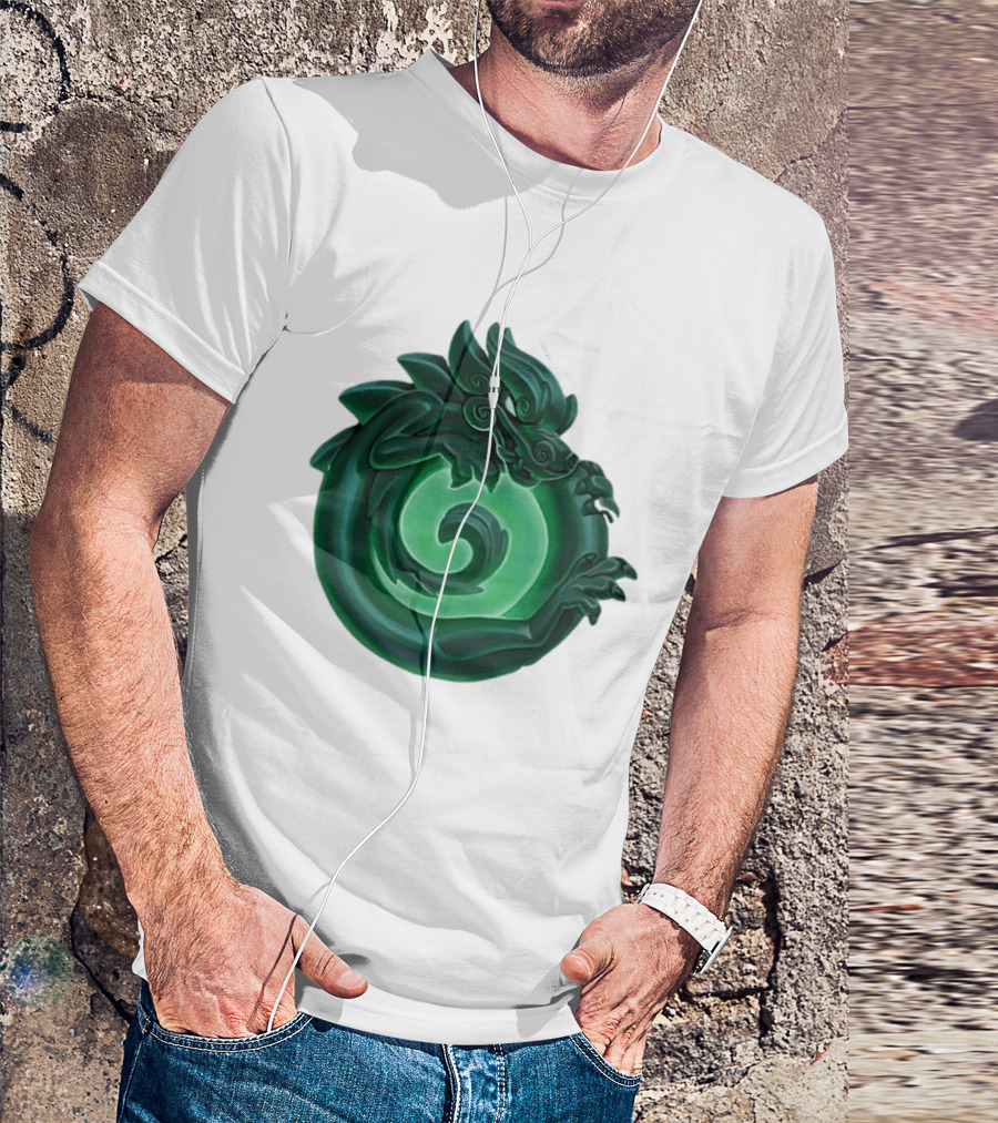 Green Jade Dragon Ouroboros Mythology Symbolic T-Shirt