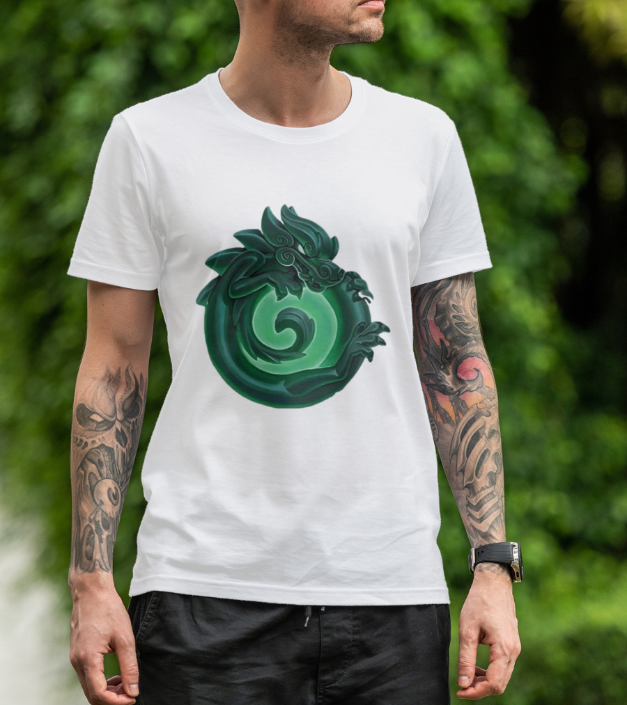 Green Jade Dragon Ouroboros Mythology Symbolic T-Shirt