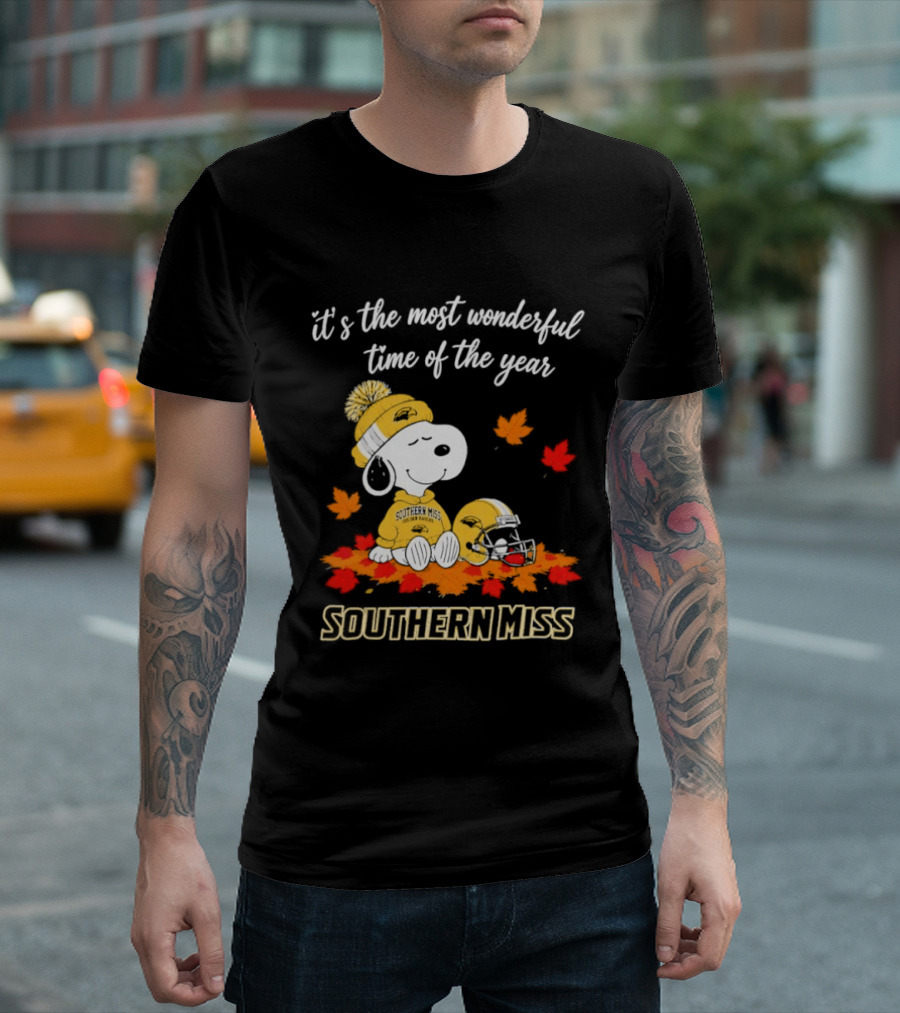 Snoopy It's The Most Wonderful Time Of The Year Southern Miss Golden Eagles Peanuts Fall Football T-Shirt