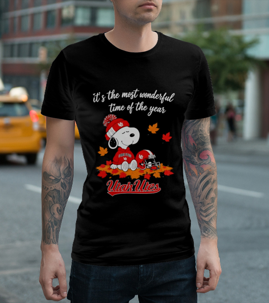 Snoopy It's The Most Wonderful Time Of The Year Utah Utes Autumn Cozy Vibe T-Shirt