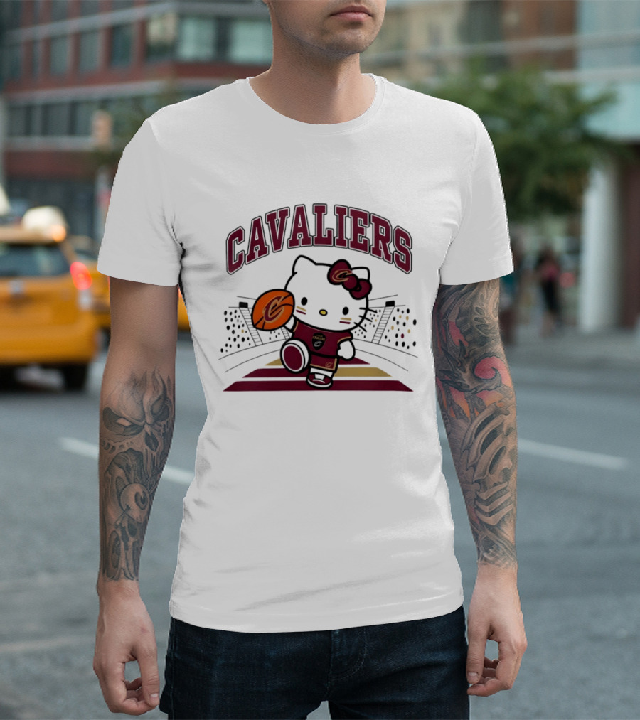 Hello Kitty Cavaliers Basketball 2026 NBA Season Collaboration T-Shirt