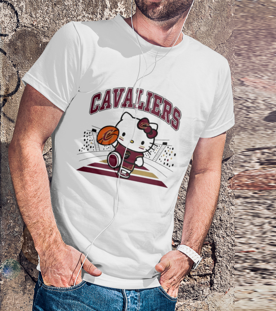 Hello Kitty Cavaliers Basketball 2026 NBA Season Collaboration T-Shirt
