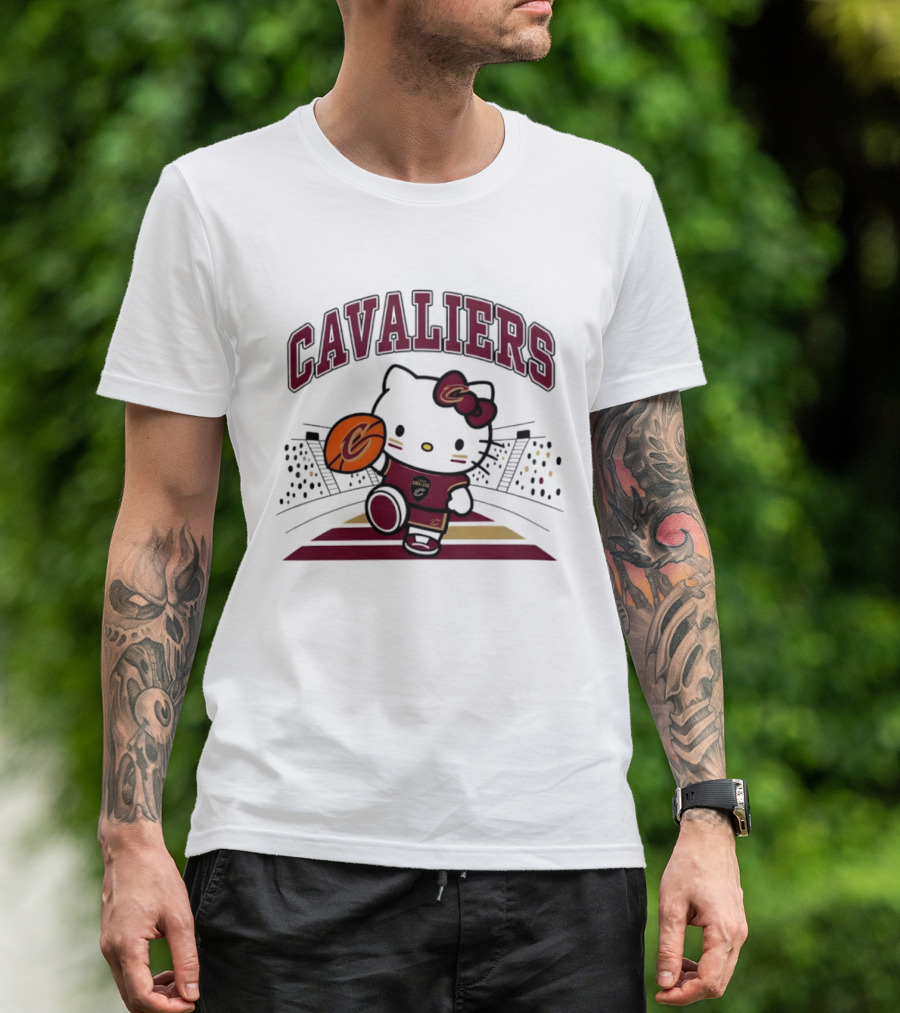 Hello Kitty Cavaliers Basketball 2026 NBA Season Collaboration T-Shirt