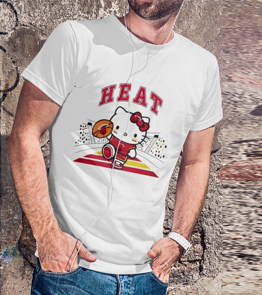 Hello Kitty Heat Miami NBA Basketball 2026 Season Collaboration T-Shirt