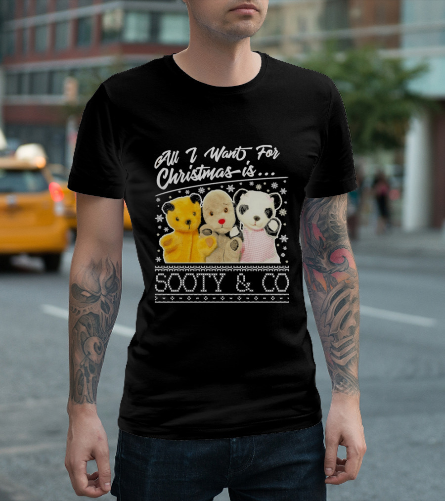 All I Want For Christmas Is Sooty And Co Vintage Stuffed Characters T-Shirt