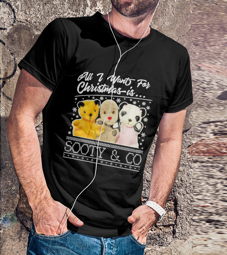 All I Want For Christmas Is Sooty And Co Vintage Stuffed Characters T-Shirt