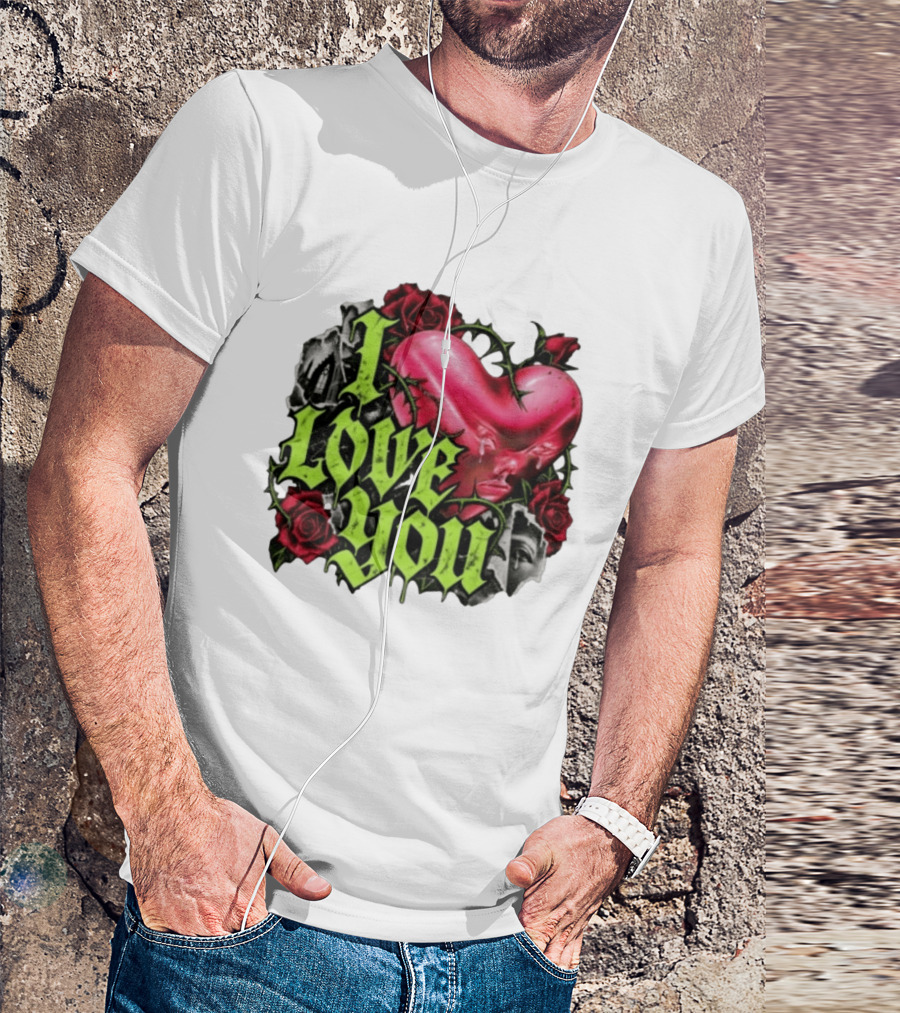 I Love You Gothic Heart Roses T-Shirt