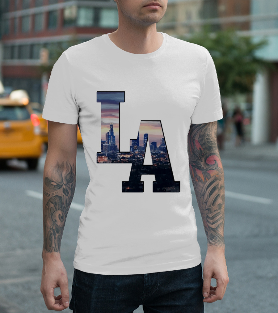 Los Angeles City Skyline LA California Sunset View T-Shirt