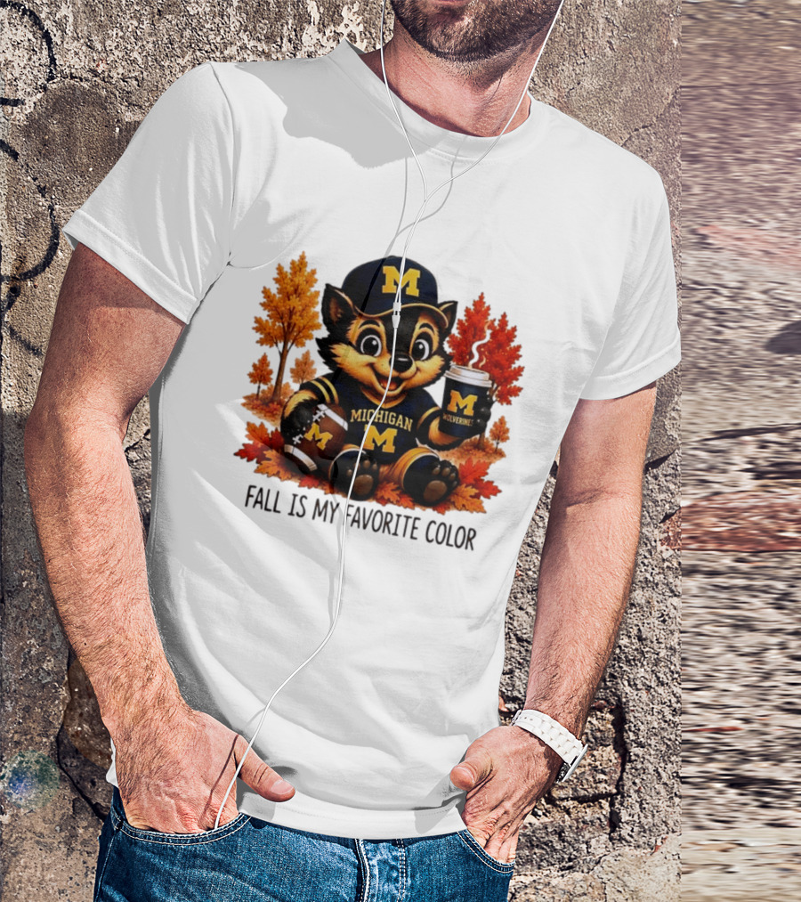 Michigan Wolverines Fall Is My Favorite Color Mascot Coffee Football T-Shirt