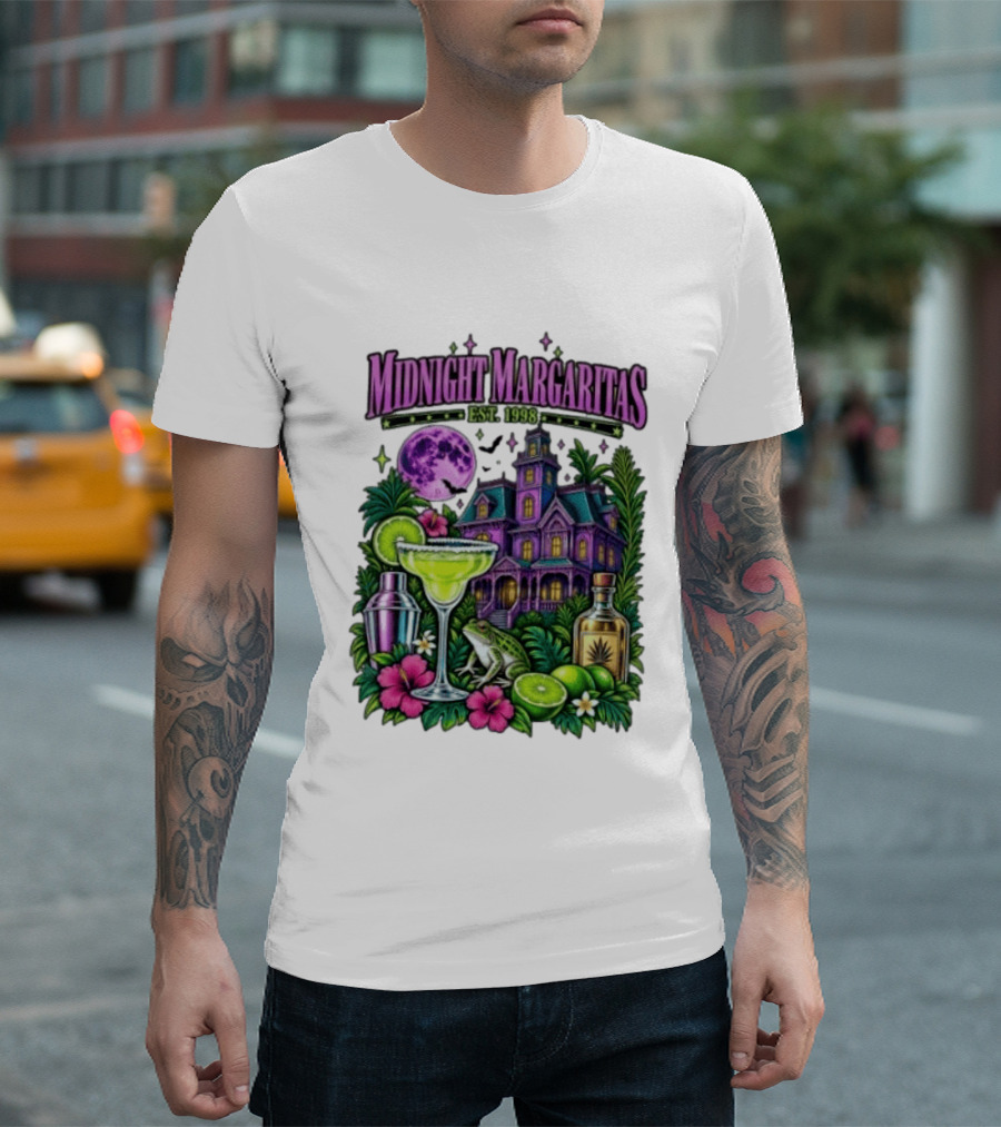 Midnight Margaritas Est. 1998 Haunted Mansion Tropical Vibes Lime And Moon Magic T-Shirt
