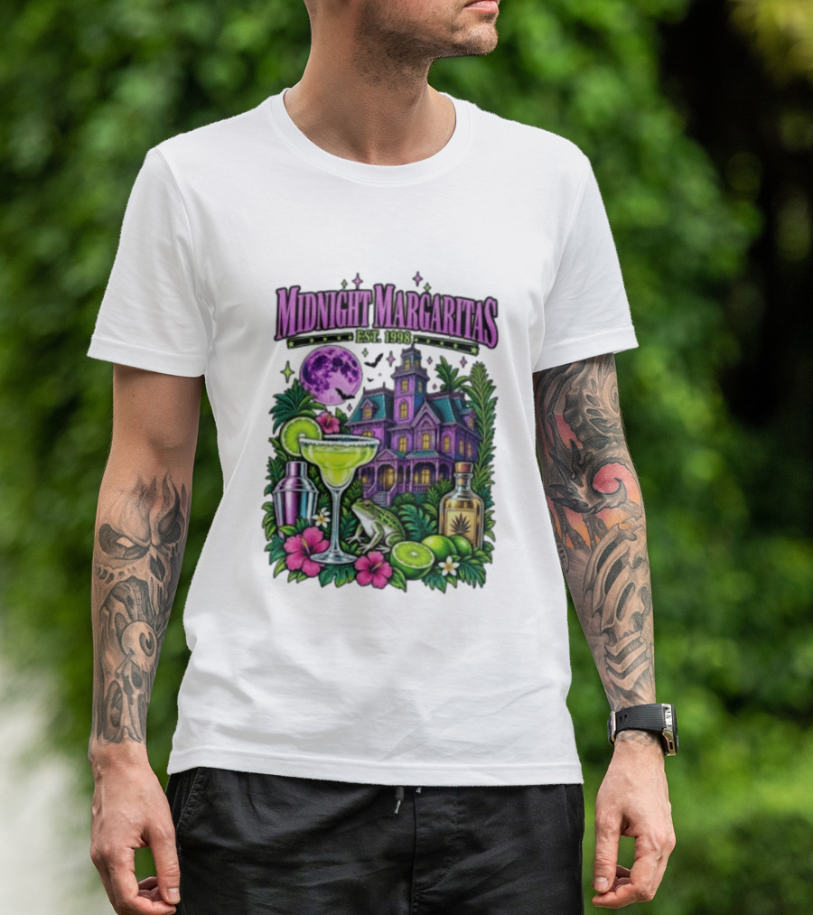 Midnight Margaritas Est. 1998 Haunted Mansion Tropical Vibes Lime And Moon Magic T-Shirt