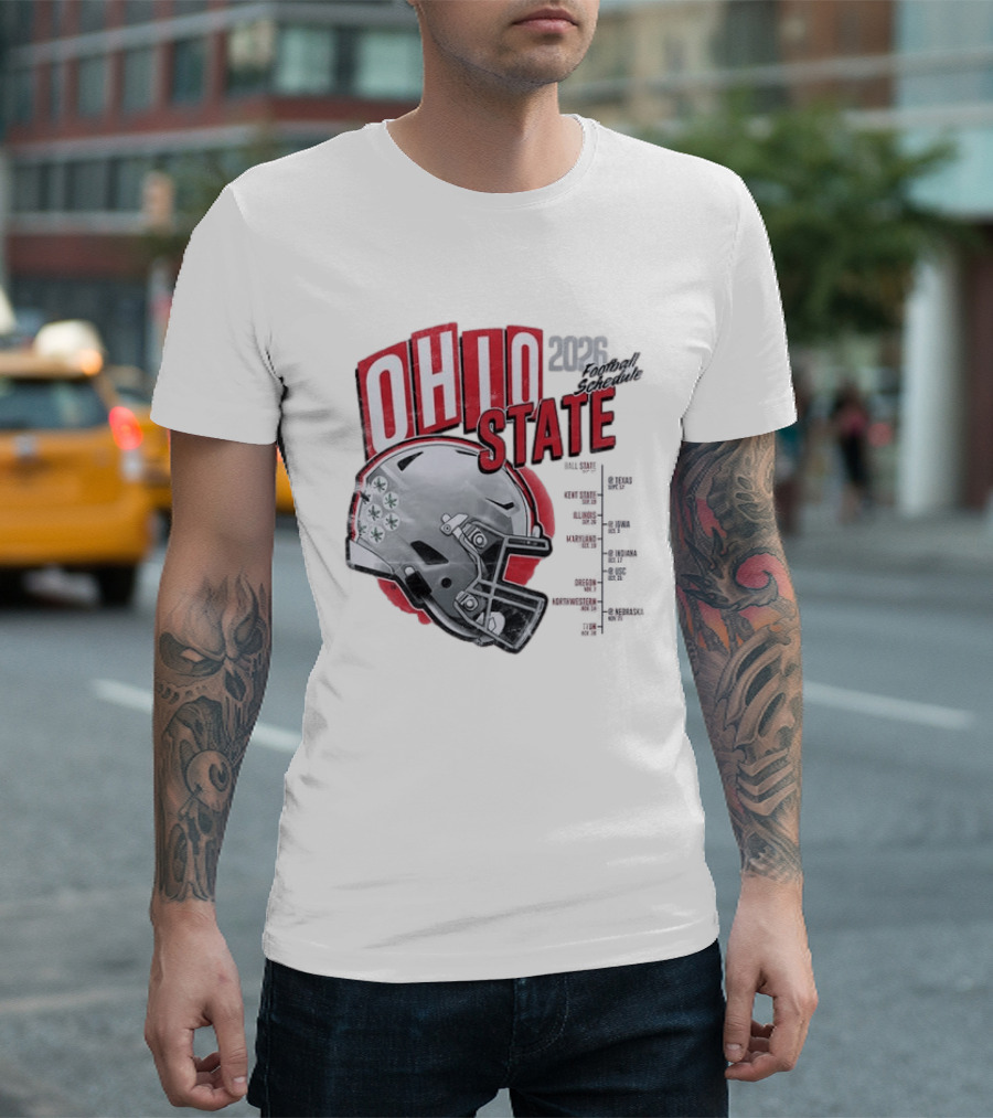 Ohio State Buckeyes 2026 Football Schedule Helmet T-Shirt
