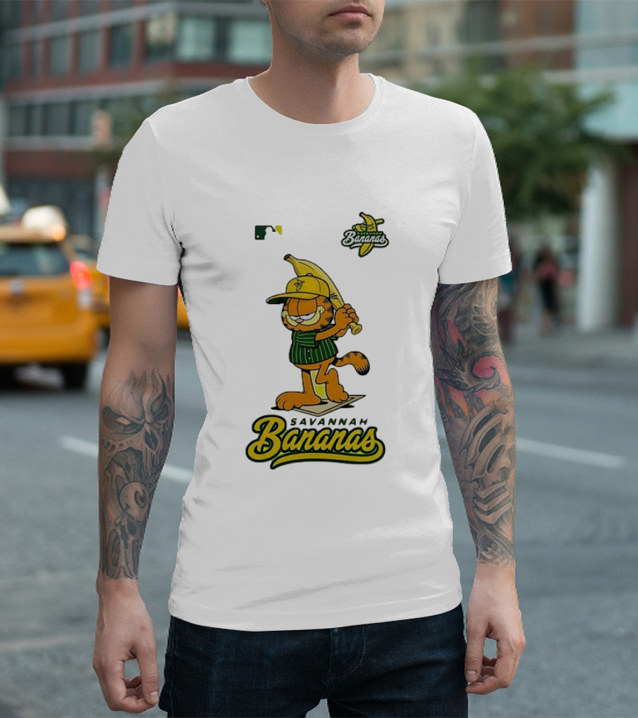 Savannah Bananas Cartoon Orange Cat Baseball MLB T-Shirt