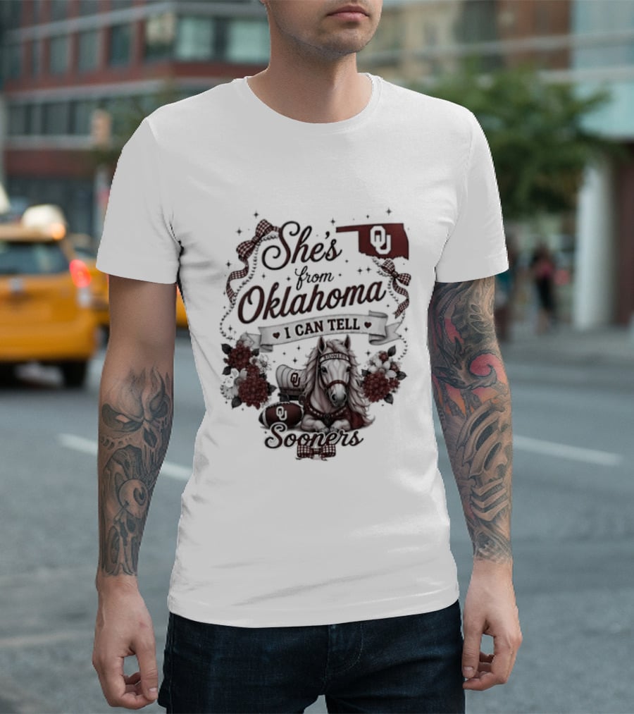 She's From Oklahoma I Can Tell Sooners OU State Pride Football T-Shirt