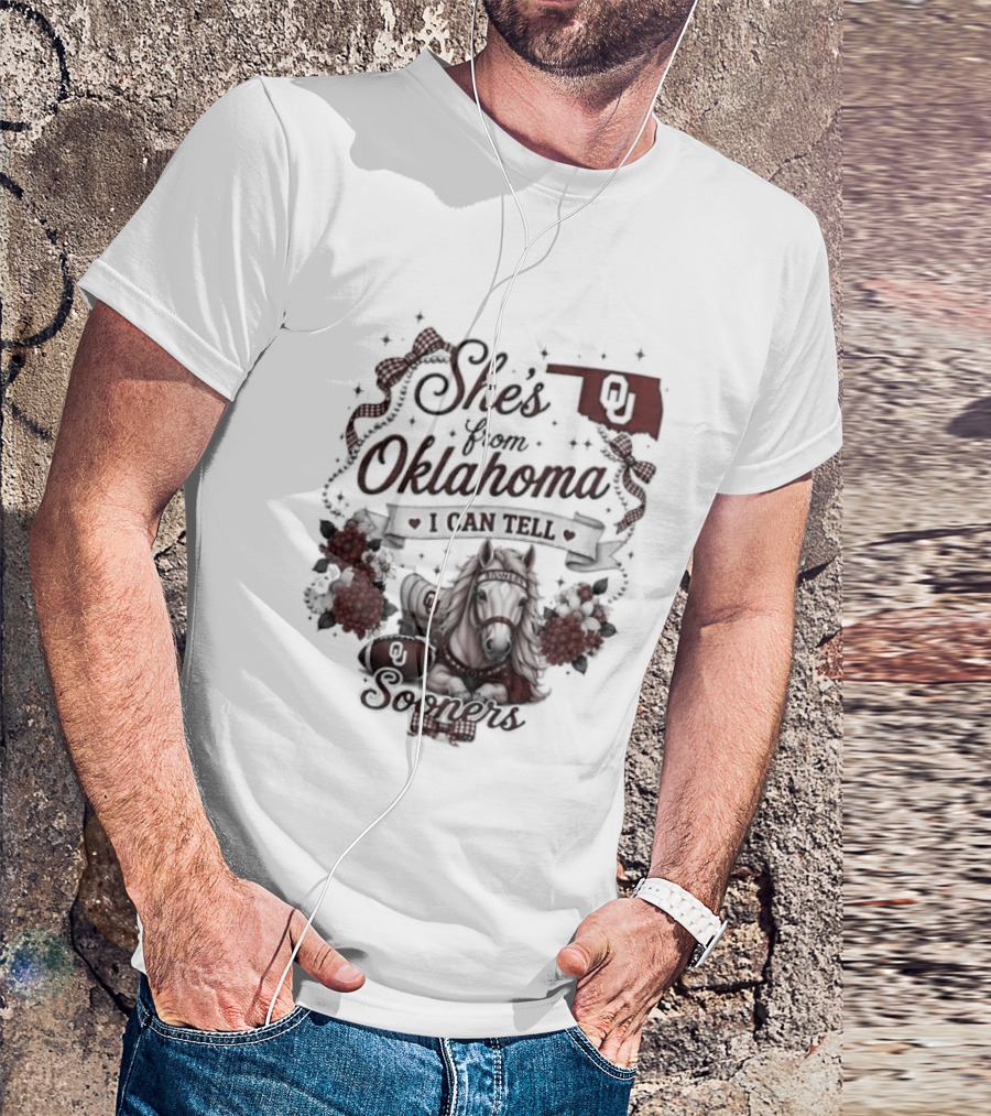 She's From Oklahoma I Can Tell Sooners OU State Pride Football T-Shirt