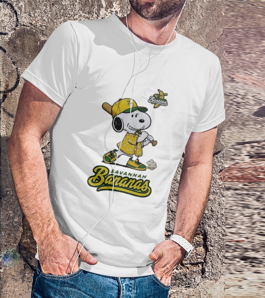 Snoopy Savannah Bananas Peanuts Baseball Collaboration T-Shirt