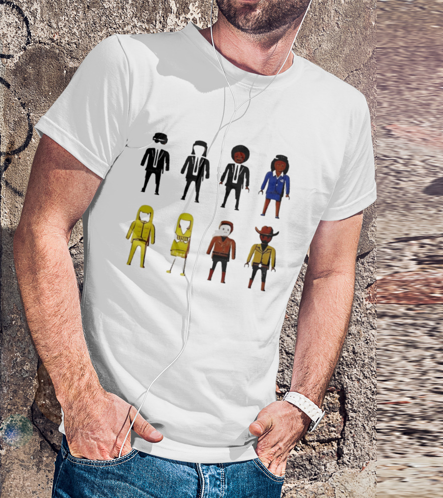 Tarantino Movie Characters Playful Figurine Lineup T-Shirt