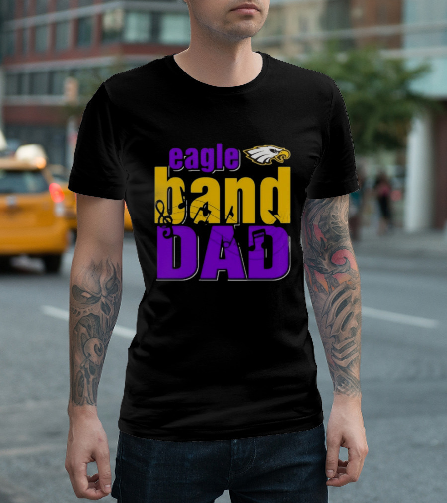 Eagle Band Dad With Eagle Head Icon Yellow And Purple T-Shirt