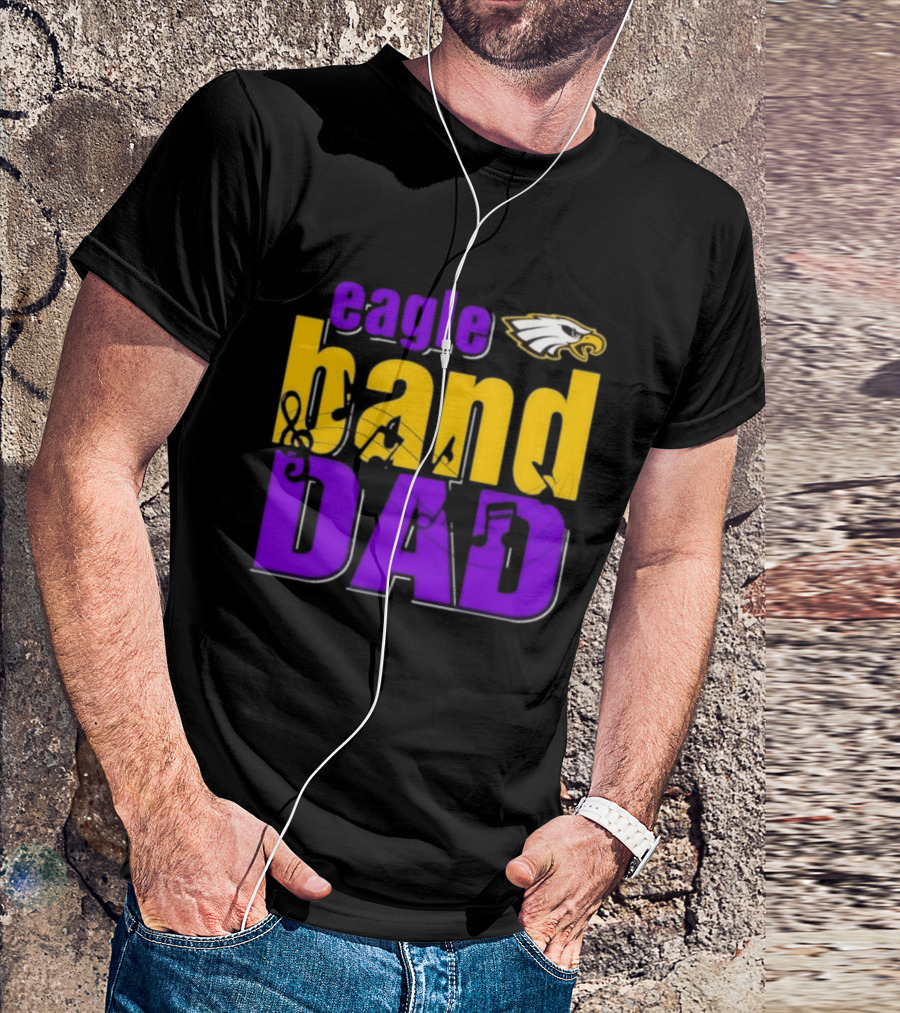 Eagle Band Dad With Eagle Head Icon Yellow And Purple T-Shirt