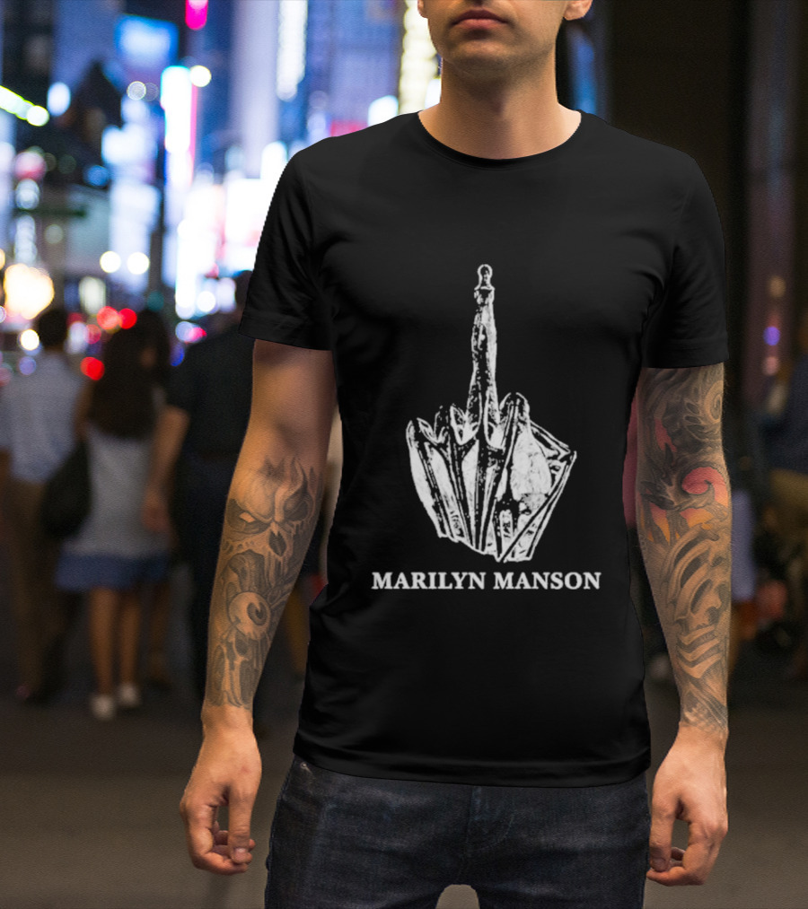 Marilyn Manson Middle Fingers Freaks On Tour 2026 With Rob Zombie T-Shirt