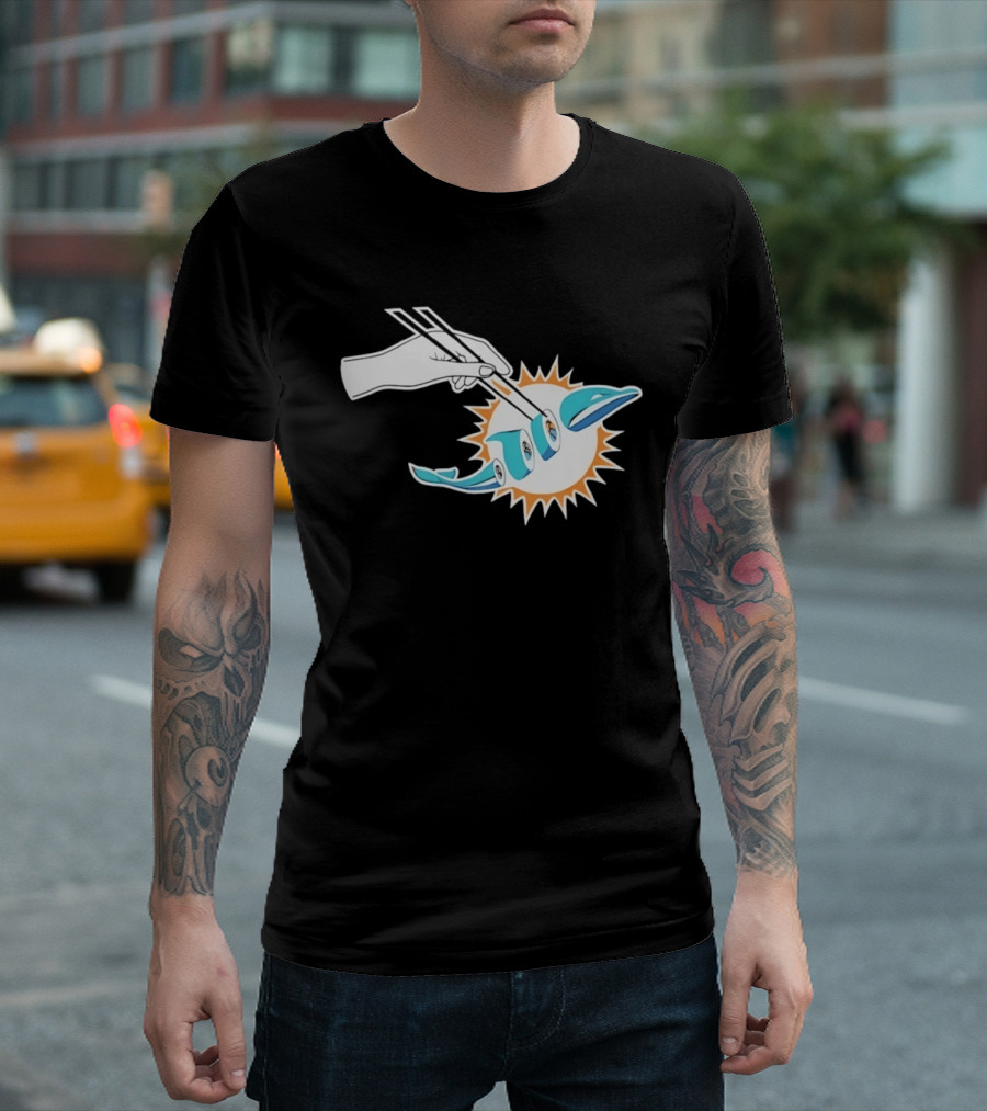 Miami Dolphins Sushi Roll Chopsticks T-Shirt