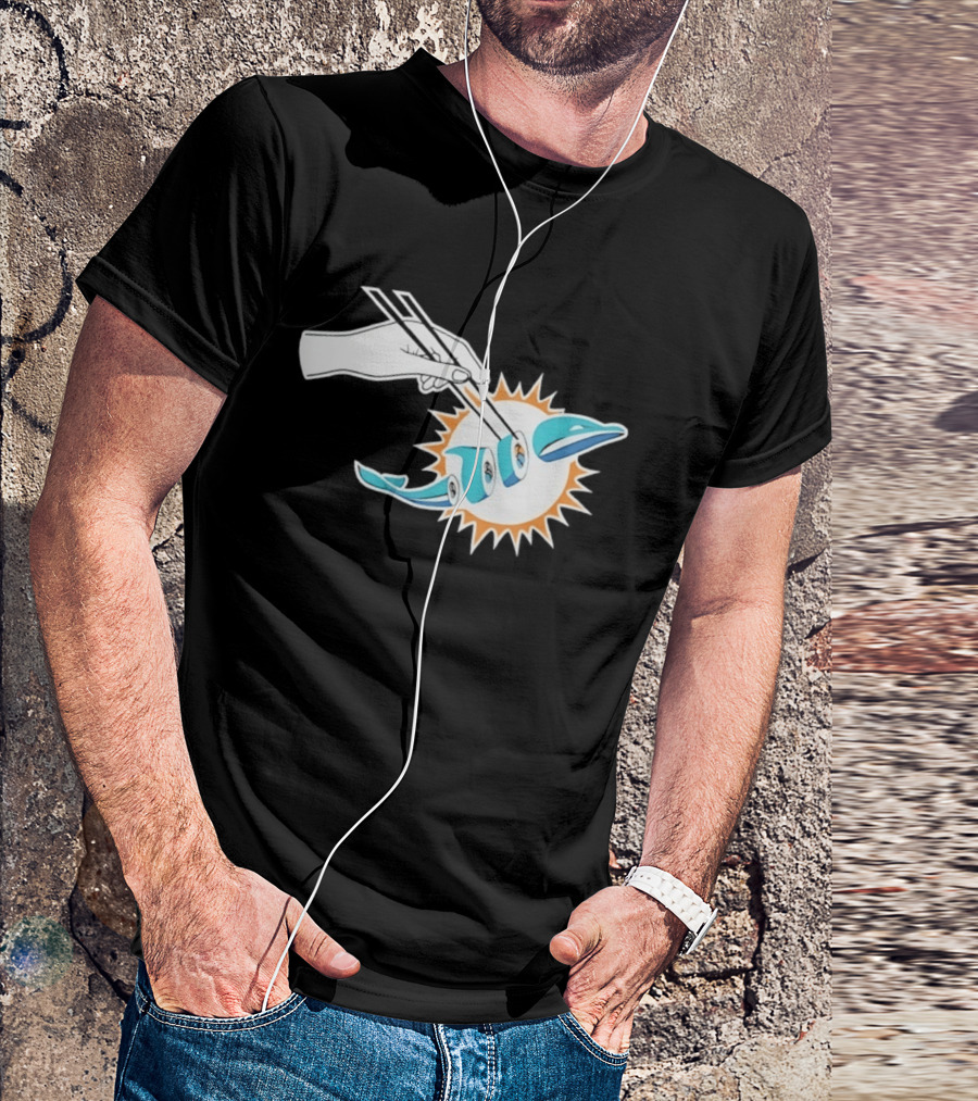 Miami Dolphins Sushi Roll Chopsticks T-Shirt