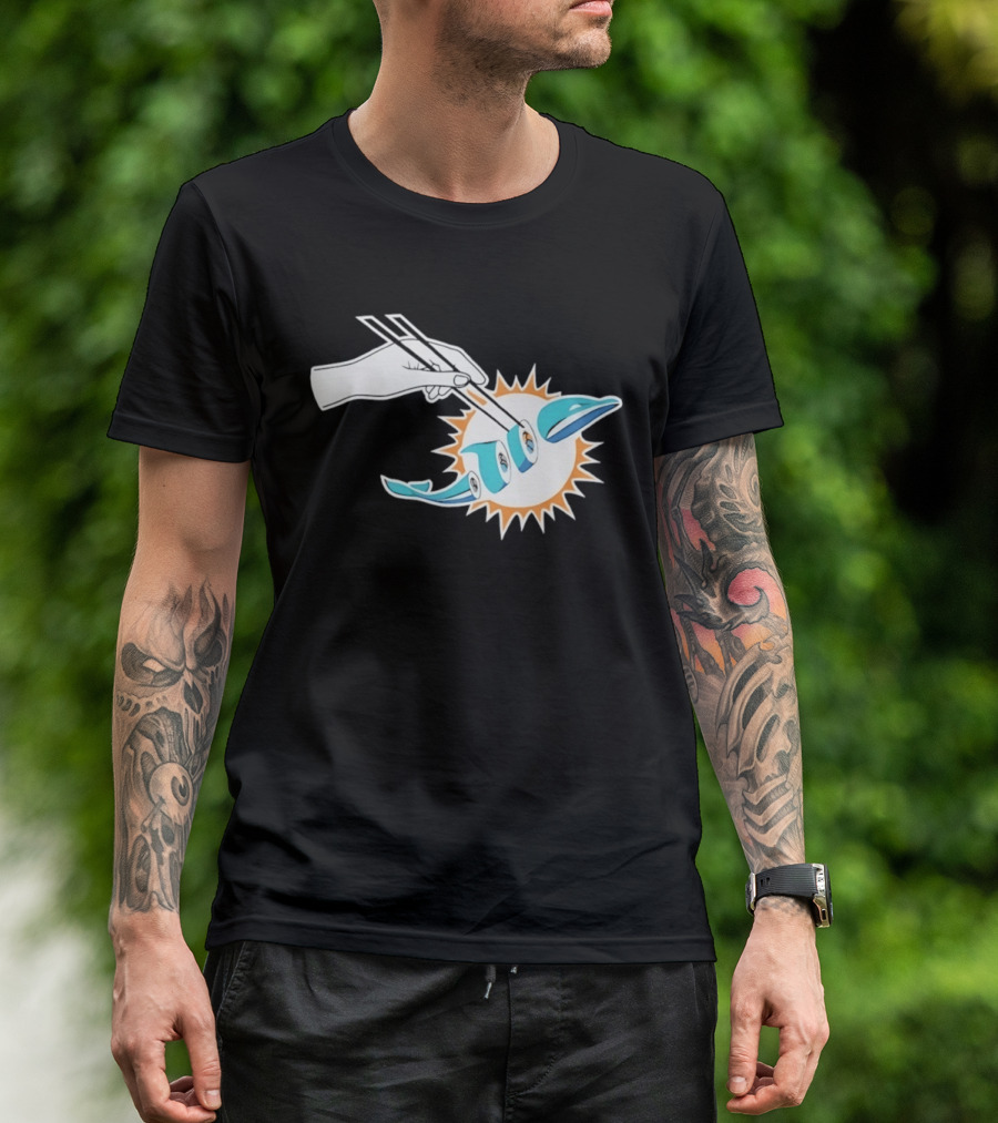 Miami Dolphins Sushi Roll Chopsticks T-Shirt