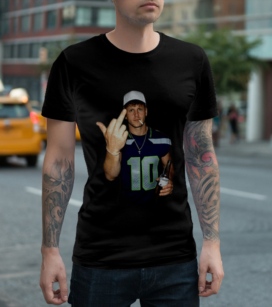 Seattle Seahawks Cooper Kupp Smoking Beer Gesture Iconic Football T-Shirt
