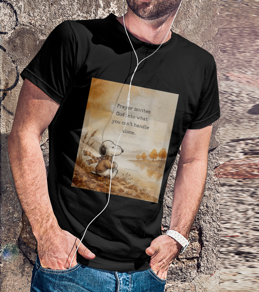 Snoopy Prayer Invites God Into What You Can't Handle Alone Autumn Scene T-Shirt