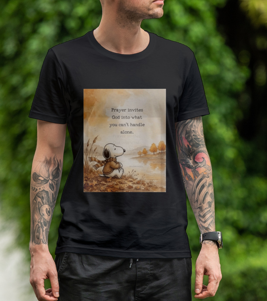 Snoopy Prayer Invites God Into What You Can't Handle Alone Autumn Scene T-Shirt