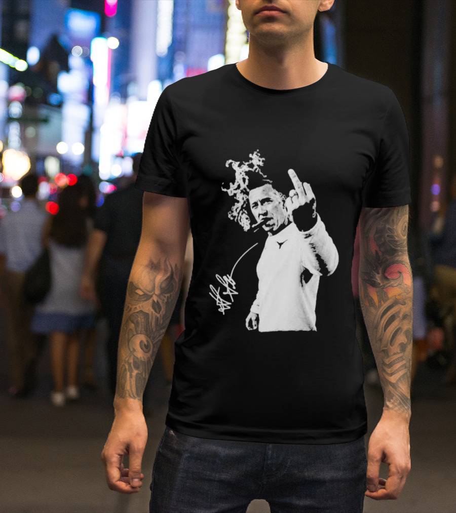 Steve Sarkisian Gesture Smoking Cigar Signature T-Shirt