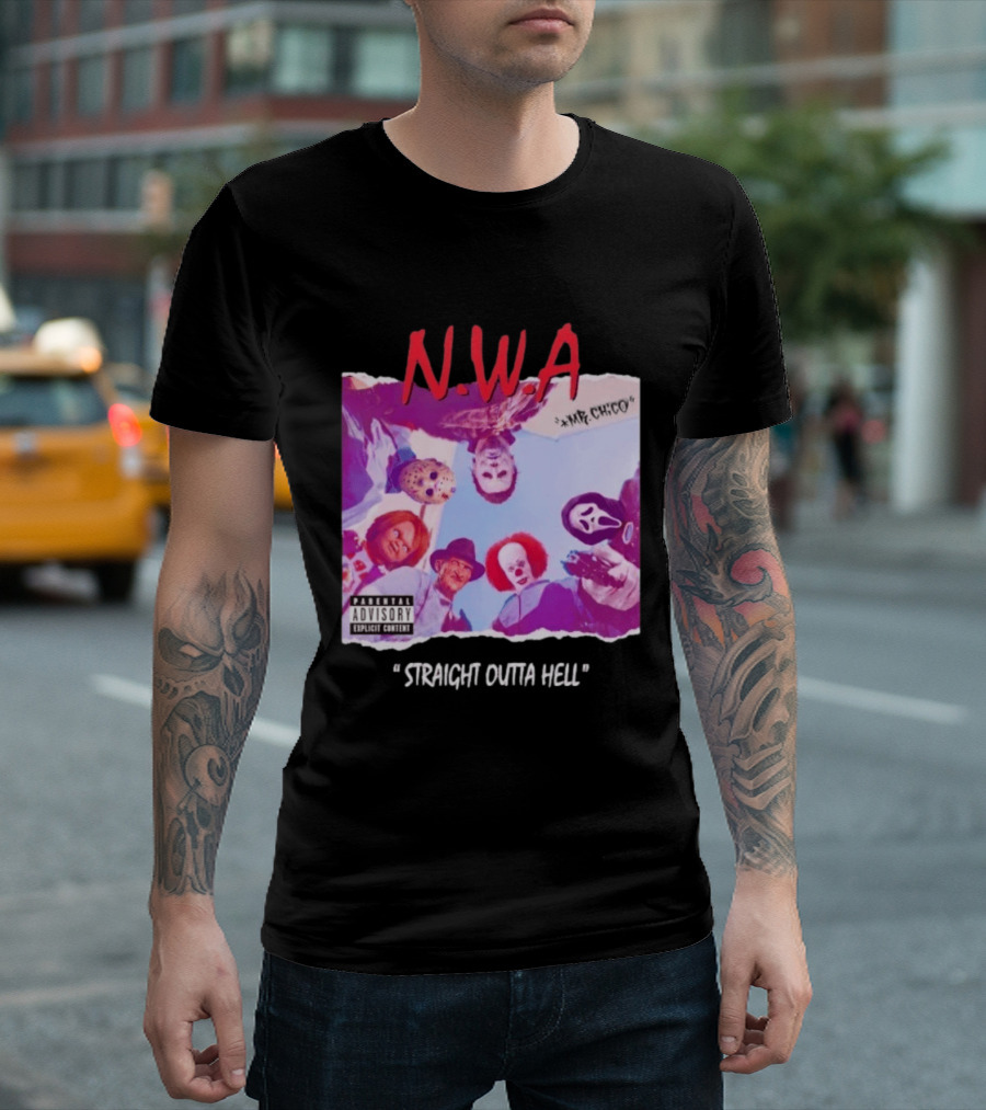 N.W.A Straight Outta Hell Horror Movie Character Mashup T-Shirt