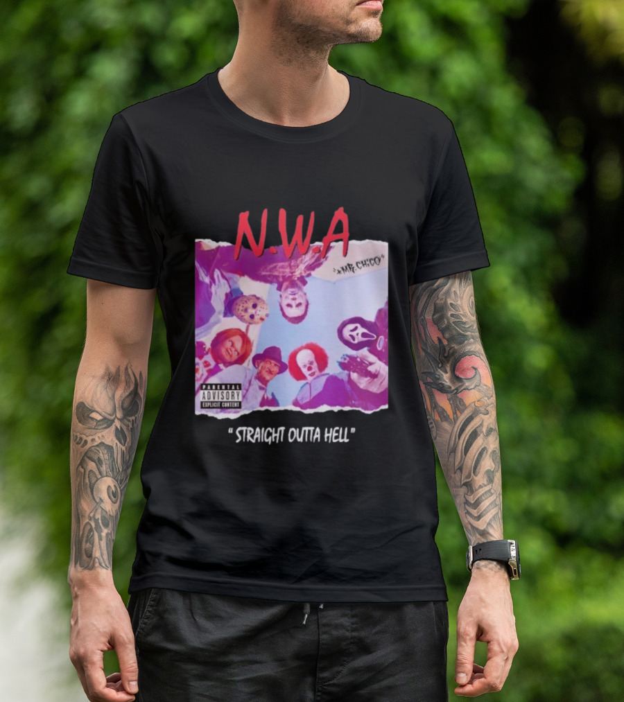 N.W.A Straight Outta Hell Horror Movie Character Mashup T-Shirt