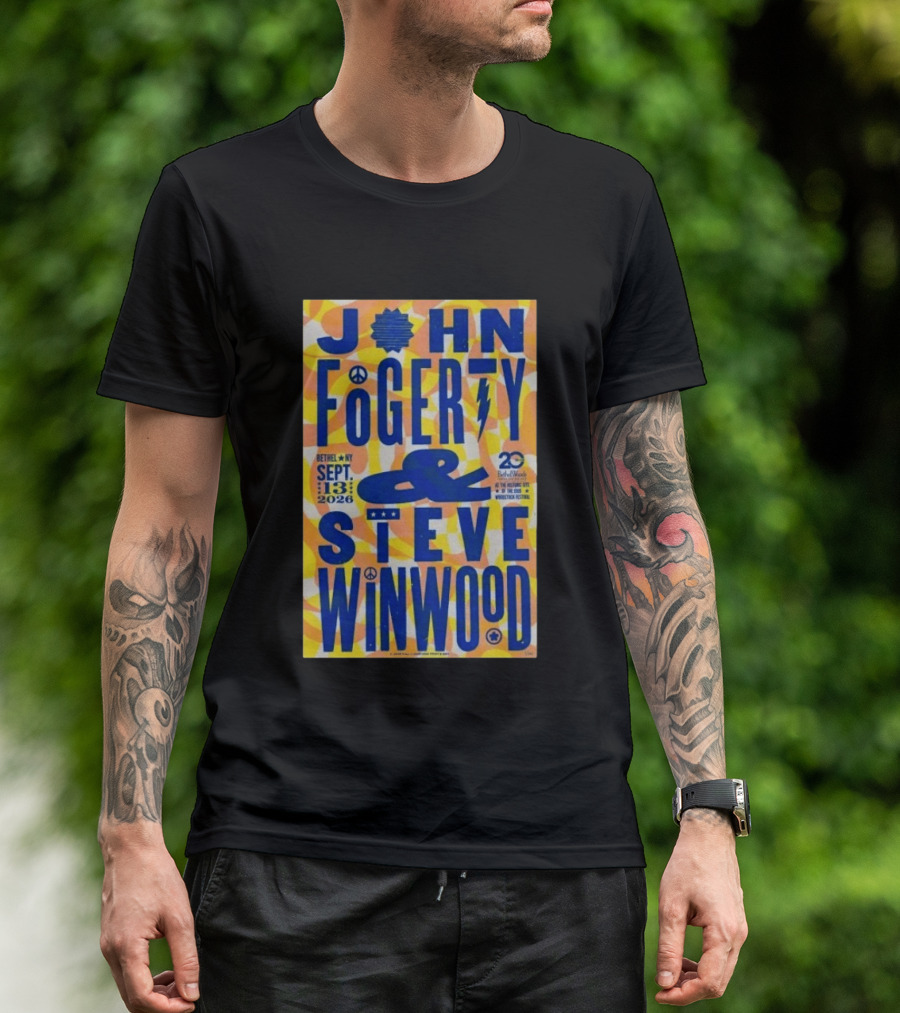 John Fogerty Steve Winwood Concert September 13 2026 Bethel NY Bethel Woods 20th Woodstock Festival T-Shirt