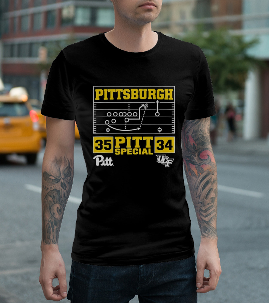 Pittsburgh Pitt Special 35 34 Victory Football Play Diagram Vs UCF T-Shirt