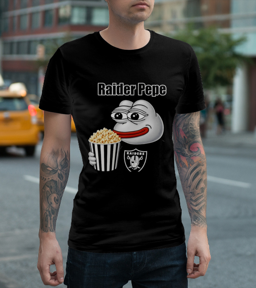 Las Vegas Raiders Raider Pepe Popcorn Meme T-Shirt