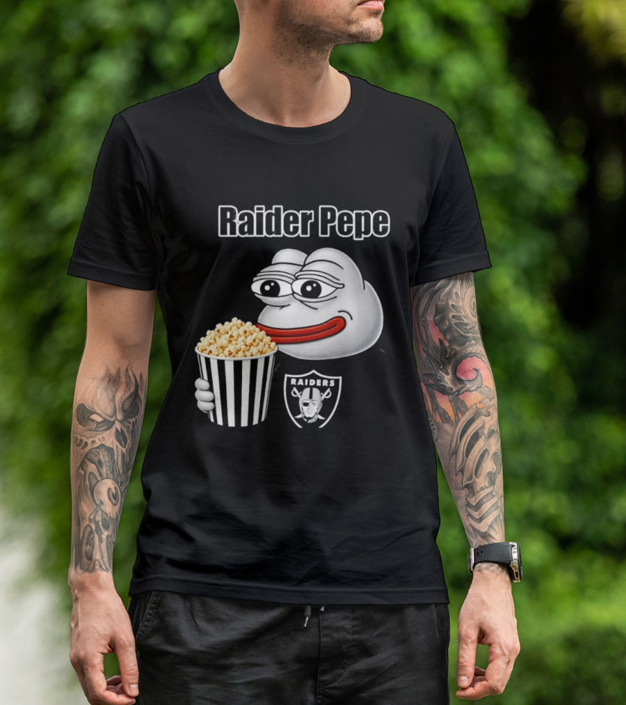 Las Vegas Raiders Raider Pepe Popcorn Meme T-Shirt