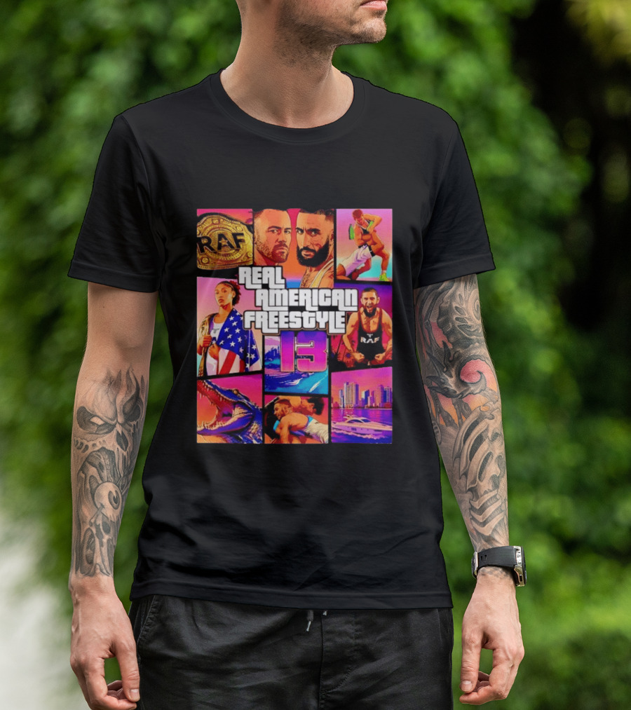 Real American Freestyle 13 Wrestling RAF Alligator Miami Scene T-Shirt