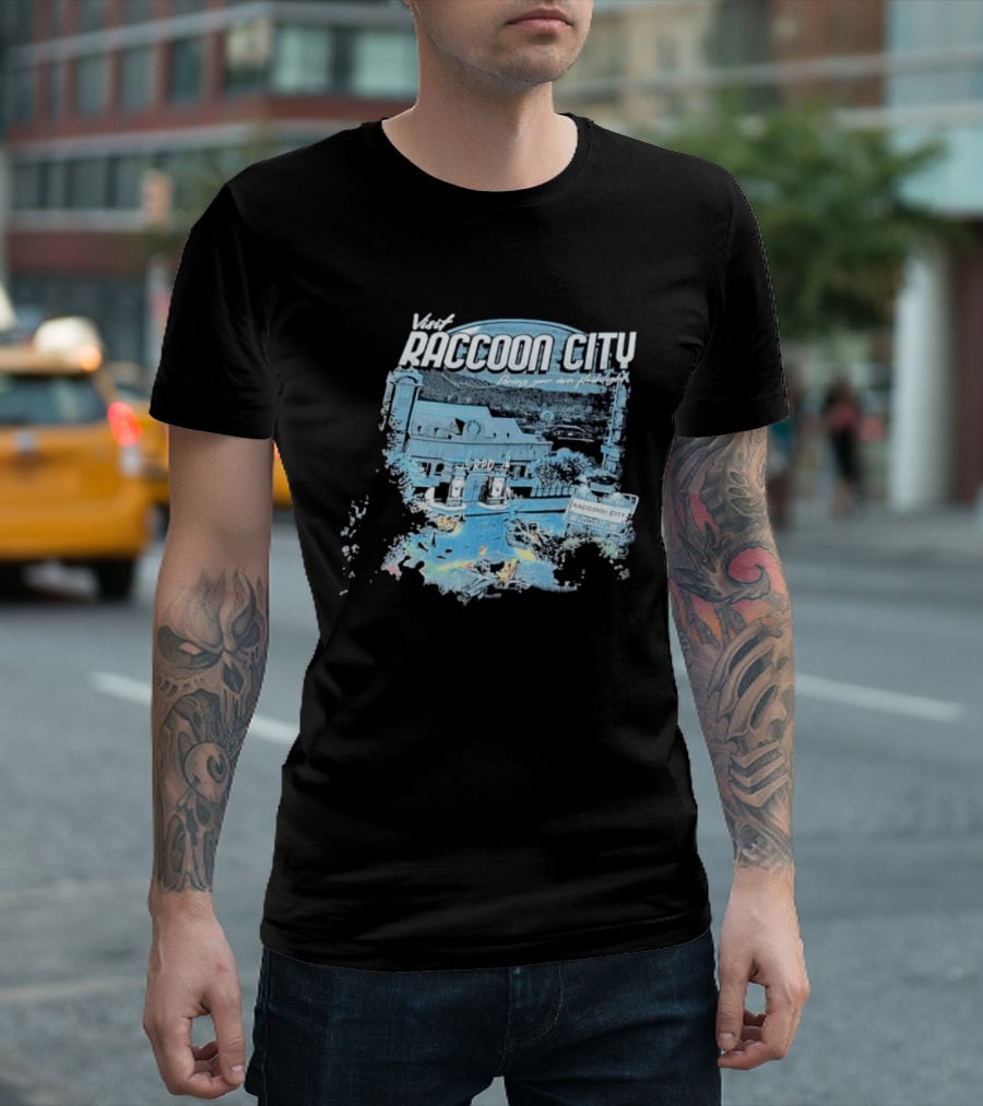 Visit Raccoon City Bring Your Own Flashlight RPD Entrance Postcard T-Shirt
