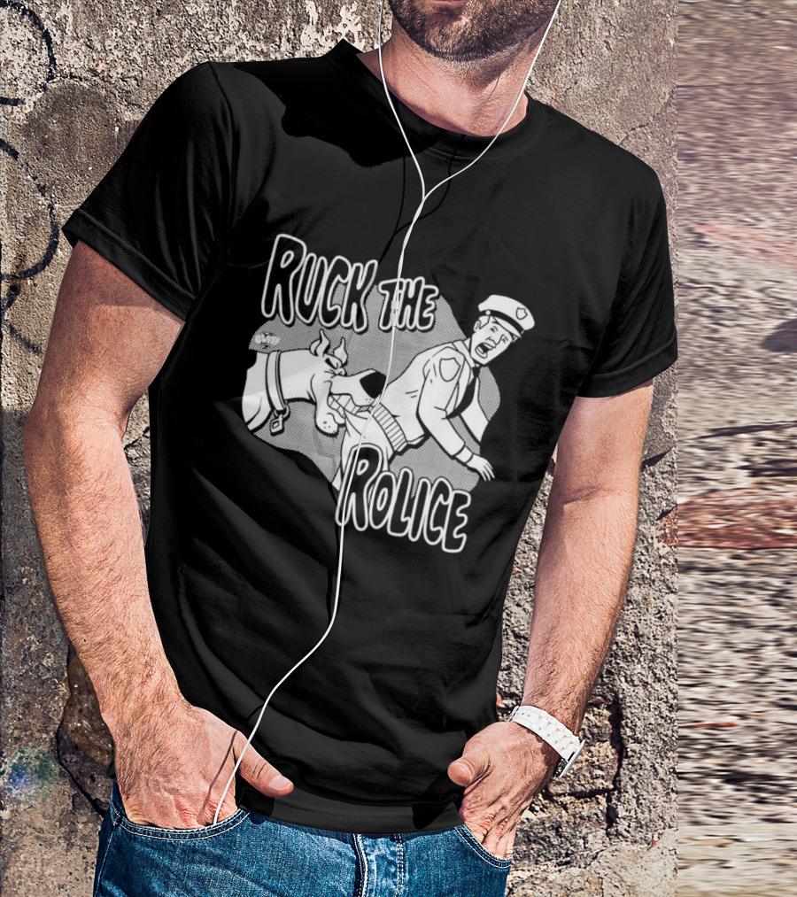 Ruck The Rolice Cartoon Dog Satire Pop Culture Police Officer And Dog T-Shirt